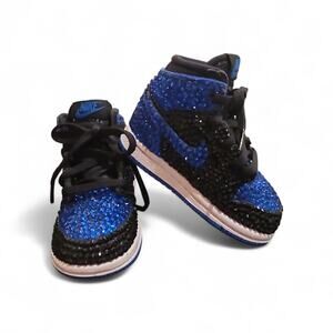 Blinged Nike Air Jordan 1 Baby/ Toddler size 4C Custom Rhinestone Sneakers Shoes